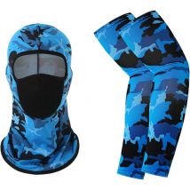 Masque facial d'équitation cagoule - Cache-cou refroidissant protecteur uv avec manches de couverture de bras en soie glacée pour hommes/femmes
