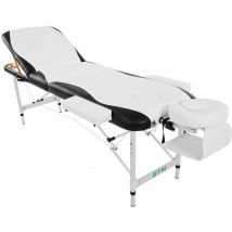 Abrihome - Massage Table Couch Bed Aluminium Tattoo Spa Reiki Portable Folded 3 Section with Premium pu Leather, White