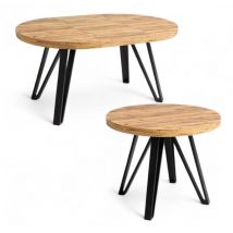 Massiver Ausziehbarer Esstisch, Industrial-look, Runder Tisch Ø100/200 Cm Craft Eiche