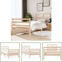 The Living Store Massivholzbett 90x190 cm - Holzbett - Kiefernholzbett - Doppelbett - Massivholzbette - Bettgestell