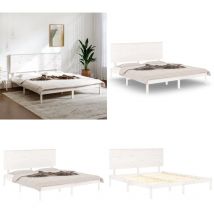 Massivholzbett Weiß 150x200 cm - Holzbett - Doppelbett - Massiver Kiefernholz - Weißes Bett - Bettgestell - Home & Living
