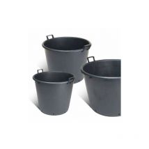 Mastello in plastica nero con manici e fori mastellone tino tinozza giardino 70 cm - 130 litri