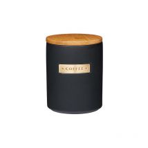 Master Class Black Stoneware Coffee Canister with Wood Lid