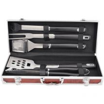 Mastergrill - Master Grill MG114 Accesorios para Barbacoa Juego de Utensilios para Parrilla, 5 Piezas en Estuche, Pinzas, Tenedor para Parrilla,