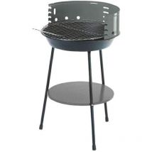 Mastergrill - Master Grill MG915 Barbacoa Parrilla Redonda de Carbón con Estante Inferior Diámetro 35 cm Alto 54 cm Acero Cromado