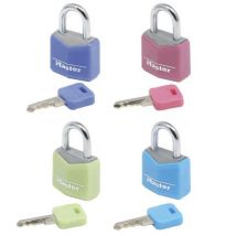 Master Lock - Lot de 4 cadenas 20mm - Couleurs assorties - Pour bagage, valise, sac a dos
