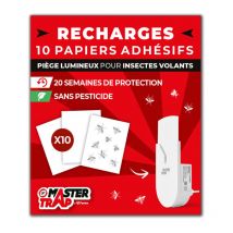 Master Trap - Lot de 10 recharges pour piège lumineux insectes volants Protection mites, mouches à fruits, moucherons - 10 papiers autocollants