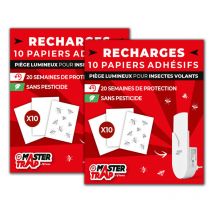 Master Trap - Lot de 20 recharges pour piège lumineux insectes volants Protection mites, mouches à fruits, moucherons - 20 papiers autocollants