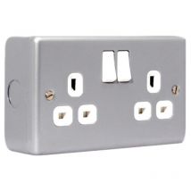 Masterplug - MC522-01 Metal Clad Switched Socket 2-Gang 13A MSTMC522