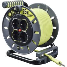 Masterplug Pro-xt Avvolgicavo 25 Metri, 4 Prese Universali Prolivalent: Bipasso, Eu, Schuko, Prolunga Elettrica 16a, Indicatore Led, Cavo Alta 
