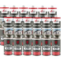 Arcane Industries - Joint acrylique mastic d'étanchéité mur porte - 300 ml x 12 Blanc