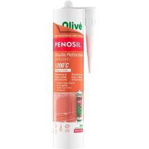 Olive - Mastic Réfractaire 1 200°C. Couleur Noir. 300 ml. Mastic haute température, ne craque pas, bonne adhérence