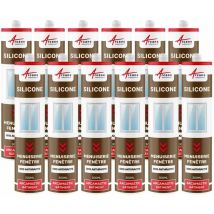 Arcane Industries - Mastic silicone fenêtre menuiserie étanchéité - 300 ml x 12 Gris Anthracite - ral 7016
