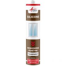Arcane Industries - Mastic silicone fenêtre menuiserie étanchéité - 300 ml x 1 Transparent
