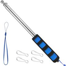 Mât de Drapeau Télescopique 2,5 m Mât de Drapeau avec 4 Crochets, Mat pour Drapeau Portatif pour Guides, Camping, Enseignants, Excursions,