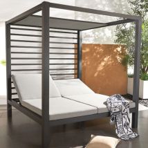 Matala - Lit de jardin 2 places structure aluminium gris foncé