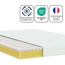 Matelas 90x190 cm, Matelas à mémoire de forme, Épaisseur 11cm, Soutien 5-Zones, Fermeté moyenne Certifié oeko-tex