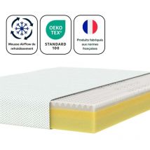 Matelas 90x190 cm, Matelas à mémoire de forme, Épaisseur 20cm, Soutien 5-Zones, Fermeté moyenne Certifié oeko-tex