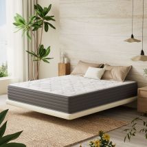 Homavo - Matelas 140x200cm,ressorts Ensachés, 25cm, 7 Zones, Certifié Oeko-tex, Dureté Équilibrée
