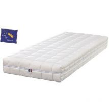 Matelas 120x190 avec contact Latex 80 Kg/m3 DEHOUSSABLE - 21 cm - Ferme + Protège Matelas OFFERT Natural Latex