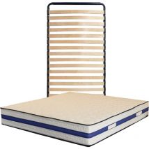 King Of Dreams - Matelas 90x200 + Sommier démonté + Pieds + Oreiller Mémoire + Protège Matelas Offerts - Mousse Poli Lattex Indéformable - Hauteur 29