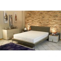 Matelas 90x190 + Sommier Démonté + pieds + Protège matelas Offerts - contact latex - 80 Kg/m3 - Hauteur 21 cm - Soutien Souple
