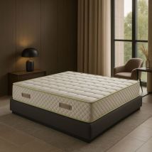 Nuits D'or - Matelas 120x190 Tissu avec Maxi Naturel Mousse hr 35 Kg/m3 Hauteur 21 Cm Soutien Ferme + Oreiller à Mémoire de Forme + Protège Matelas