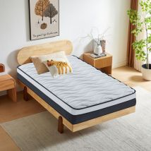 Matelas 90x190 cm - Ép 24 cm - Sommeil Réparateur - Blue Latex -Mousse ondulée confortable - Mémoire de forme - 7 Zones