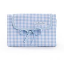 Matelas à langer portable, pliable et imperméable. Tissu Vichy. Facile à ranger dans le sac de la maman. Idéal pour un cadeau de naissance. (Bleu)