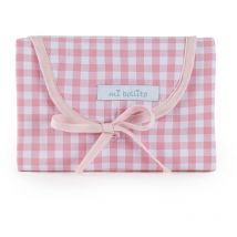 Matelas à langer portable, pliable et imperméable. Tissu Vichy. Facile à ranger dans le sac de la maman. Idéal pour un cadeau de naissance. (Rose)