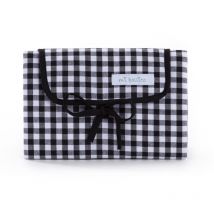 Matelas à langer portable, pliable et imperméable. Tissu Vichy. Facile à ranger dans le sac de la maman. Idéal pour un cadeau de naissance. (Noir)