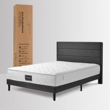 Matelas à ressorts, 7 zones de mousse froide, ressorts ensachés, 140x200cm, certifié 100 % Oeko-Tex, surmatelas en microfibre, degré de fermeté H3,