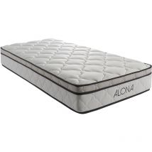 Matelas Alona a Ressorts + Memoire de Forme 80 Kg/m3 + Alese 140x190 Hauteur +/- 25,5 cm - Accueil Moelleux - Soutien Ferme - 5 Zones de Confort -