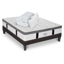 Maison Aubertin - Matelas Altesse Mousse Haute densité Accueil Mémoire de forme+ sommier + accessoires - 160 x 200 cm
