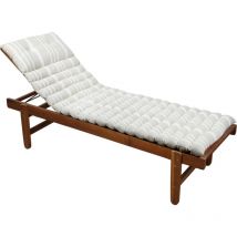Lovely Casa - Matelas bain de soleil extérieur à rayures Blanc 180x60 cm