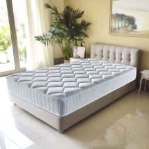 Lot de 2 Matelas benjamin a Ressorts + 3,5 cm Memoire de Forme 70 Kg/m3 - 80x200 Hauteur +/- 30,5 cm - Accueil Moelleux - Soutien Ferme + 2 Oreillers