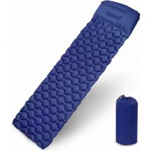 Matelas Camping, Tapis de Couchage avec Oreiller de Gonflable Matelas Randonnée Pliable et Imperméable pour Camping, Voyage, Randonnée 190 x 56 x 6cm