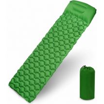 Matelas Camping, Tapis de Couchage avec Oreiller de Gonflable Matelas Randonnée Pliable et Imperméable pour Camping, Voyage, Randonnée 190 x 56 x 6cm