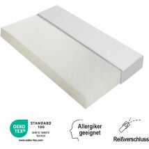 Matelas, couvre-lit avec particules antidérapantes et poignées, 90x200cm, mousse, blanc