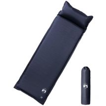 Matelas de camping autogonflant avec oreiller 1 personne gris