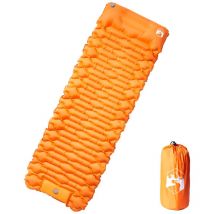 Matelas de camping autogonflant avec oreiller 1 personne orange