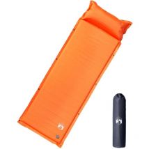 Matelas de camping autogonflant avec oreiller 1 personne orange