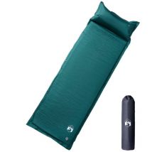 Matelas de camping autogonflant avec oreiller 1 personne vert