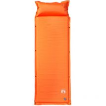 Matelas de camping autogonflant avec oreiller 1 personne orange