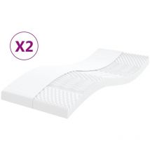 Lafomukea - Matelas en mousse 2 pcs blanc 100x200 cm 7 zones dureté 20 ild