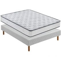 Matelas en Mousse Dewinner Haute Resilience Ultra Respirante, Deux Faces utilisables (160x200cm matelas+Sommier Tapissier, Épaisseur 22)