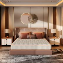Matelas en Mousse Dewinner Haute Resilience Ultra Respirante, Deux Faces utilisables (160x200cm Style 1, Épaisseur 18) - Blanc
