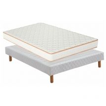 Matelas en Mousse Dewinner Haute Resilience Ultra Respirante, Deux Faces utilisables (160x200cm matelas Style 1+Sommier Tapissier, Épaisseur 18)
