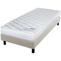 Ebac Literie - Matelas et sommier 90x190 Marly - Newkit - Soutien ferme - Sommier démonté - Crème