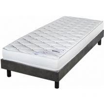 Ebac Literie - Matelas et sommier 90x190 Mousse - Marly - Soutien ferme - Sommier démonté - Béton